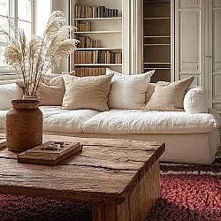 Hoogpolig vloerkleed - Cataya Natural Cotton Shaggy (bruin/beige)