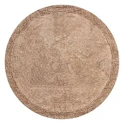 Ronde vloerkleden - Ebba Natural Cotton Shaggy (bruin)