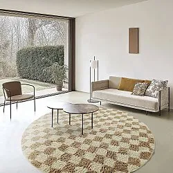 Ronde vloerkleden - Elsey Natural Cotton Shaggy (crème/zand)