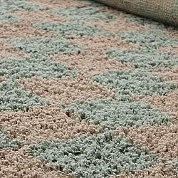 Hoogpolig vloerkleed - Elsey Natural Cotton Shaggy (grijs/roze)