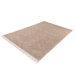 Hoogpolig vloerkleed - Elsey Natural Cotton Shaggy (roze/oranje)