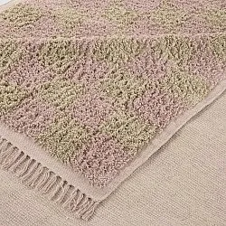 Hoogpolig vloerkleed - Elsey Natural Cotton Shaggy (roze/oranje)
