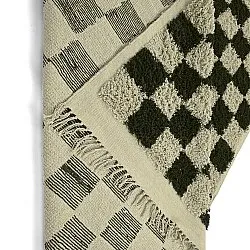 Hoogpolig vloerkleed - Elsey Natural Cotton Shaggy (zwart/beige)