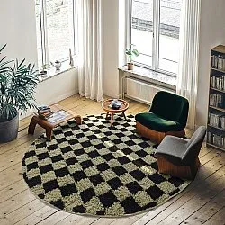 Ronde vloerkleden - Elsey Natural Cotton Shaggy (zwart/beige)