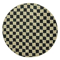 Ronde vloerkleden - Elsey Natural Cotton Shaggy (zwart/beige)