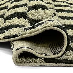 Ronde vloerkleden - Elsey Natural Cotton Shaggy (zwart/beige)
