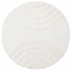 Ronde vloerkleden - Everly Natural Cotton Shaggy (offwhite)
