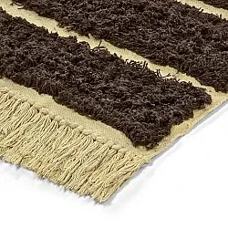 Hoogpolig vloerkleed - Ikara Natural Cotton Shaggy (bruin)
