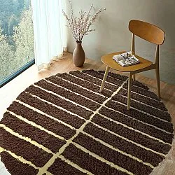 Rond vloerkleed - Ikara Natural Cotton Shaggy (bruin)