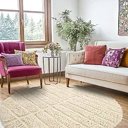 Rond vloerkleed - Ikara Natural Cotton Shaggy (room)