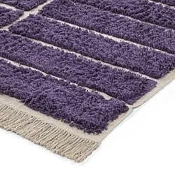Hoogpolig vloerkleed - Ikara Natural Cotton Shaggy (paars)
