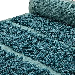 Hoogpolig vloerkleed - Ikara Natural Cotton Shaggy (turkoois)
