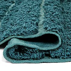 Rond vloerkleed - Ikara Natural Cotton Shaggy (turkoois)
