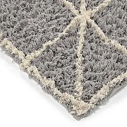 Hoogpolig vloerkleed - Kairi Natural Cotton Shaggy (grijs/beige)