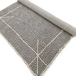 Hoogpolig vloerkleed - Kairi Natural Cotton Shaggy (grijs/beige)