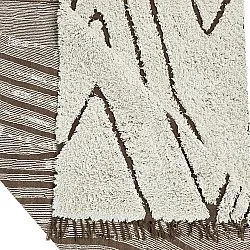 Hoogpolig vloerkleed - Kindon Natural Cotton Shaggy (gebroken wit/bruin)