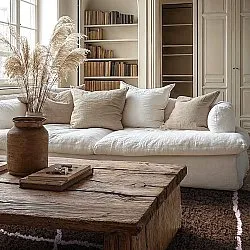 Hoogpolig vloerkleed - Lana Natural Cotton Shaggy (bruin)