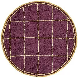 Rond vloerkleed - Lana Natural Cotton Shaggy (bordeaux/geel)