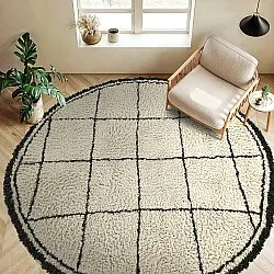 Rond vloerkleed - Lana Natural Cotton Shaggy (crème/donkergrijs)