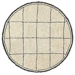 Rond vloerkleed - Lana Natural Cotton Shaggy (crème/donkergrijs)