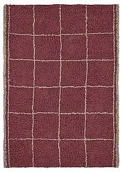 Hoogpolig vloerkleed - Lana Natural Cotton Shaggy (taupe/rood)
