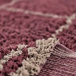 Hoogpolig vloerkleed - Lana Natural Cotton Shaggy (taupe/rood)