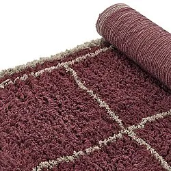 Hoogpolig vloerkleed - Lana Natural Cotton Shaggy (taupe/rood)