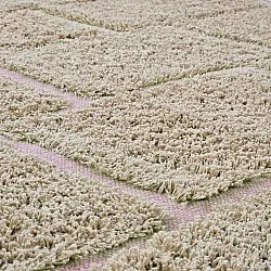 Hoogpolig vloerkleed - Lindley Natural Cotton Shaggy (beige/roze)