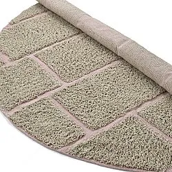 Ronde vloerkleden - Lindley Natural Cotton Shaggy (beige/roze)