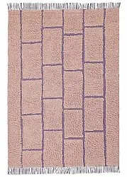Hoogpolig vloerkleed - Lindley Natural Cotton Shaggy (roze/paars)
