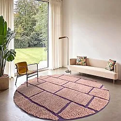 Ronde vloerkleden - Lindley Natural Cotton Shaggy (roze/paars)