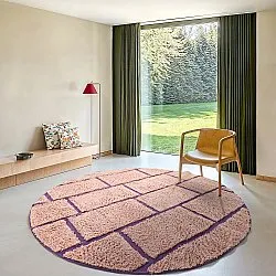 Ronde vloerkleden - Lindley Natural Cotton Shaggy (roze/paars)
