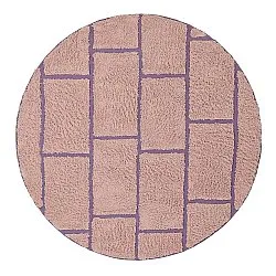 Ronde vloerkleden - Lindley Natural Cotton Shaggy (roze/paars)