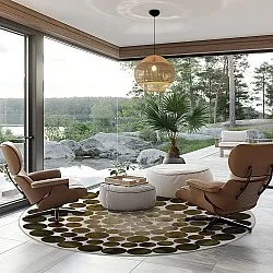 Rond vloerkleed - Marineo (bruin/groen)