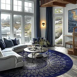 Rond vloerkleed - Sandrigo (blauw/beige)
