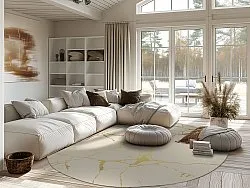 Rond vloerkleed - Vieste (beige/goud)