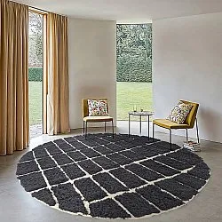 Rond vloerkleed - Zola Natural Cotton Shaggy (donkergrijs)