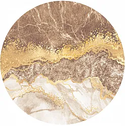 Rond vloerkleed - Padova (bruin/wit/goud)