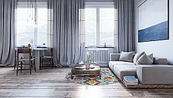 Rond vloerkleed - Misare (blauw/multi)