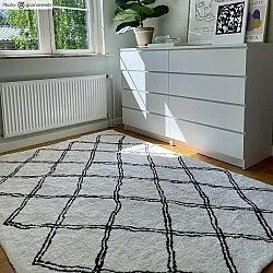 Hoogpolig vloerkleed - Morocco (zwart/wit)
