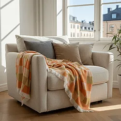 Dekens - Wollenmix plaid - Audrey Check (beige/geel/oranje)