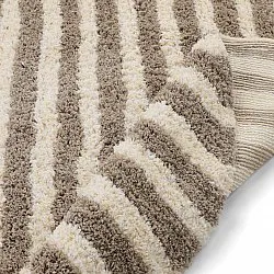 Rond vloerkleed - Thira Stripe Cotton Shaggy (crème/taupe)