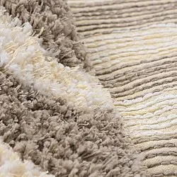 Rond vloerkleed - Thira Stripe Cotton Shaggy (crème/taupe)