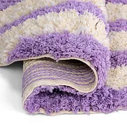 Rond vloerkleed - Thira Stripe Cotton Shaggy (room/licht paars)