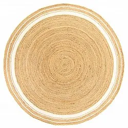 Ronde vloerkleden - Bundi (jute/wit)