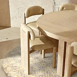 Rond vloerkleed - Methoni Check Cotton Shaggy (crème/lichtgeel)