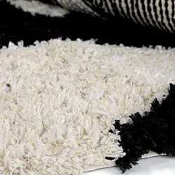 Rond vloerkleed - Marvao Natural Cotton Shaggy (off-white/zwart)