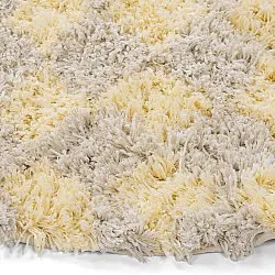Rond vloerkleed - Methoni Check Cotton Shaggy (crème/lichtgeel)
