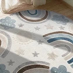 Rond kindertapijt - Rainbow Potpourri (crème/multi)