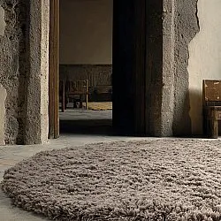Rond vloerkleed - Aliste Wool Shaggy (bruin)